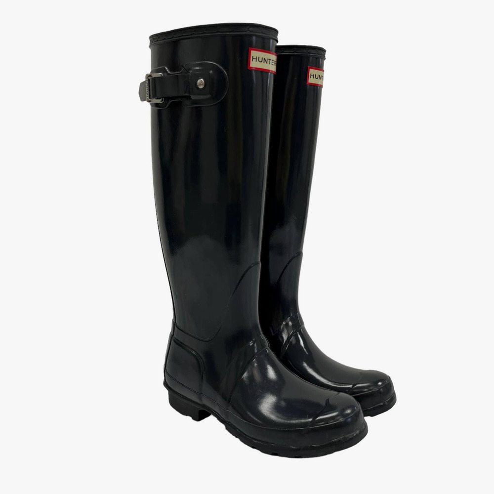 Hunter Deep Grey Original Tall Gloss Rain Boots 5